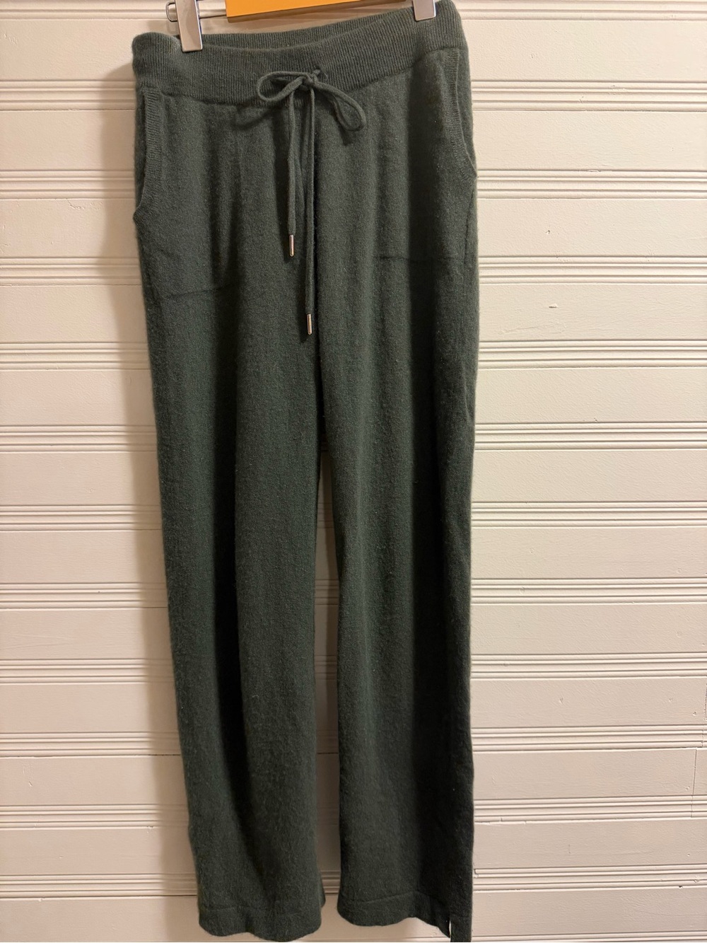 Quince 100% Mongolian Cashmere Knit Jogger Pants Green Small